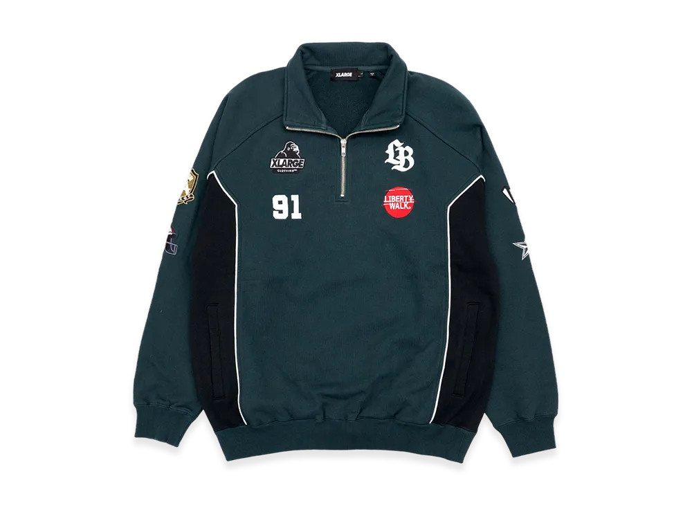 XLARGE x LIBERTY WALK Half Zip Sweatshirts "Green"