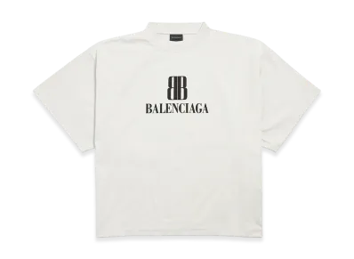 BALENCIAGA Women's Nano BB Cropped T-shirt "Dirty Effect White"