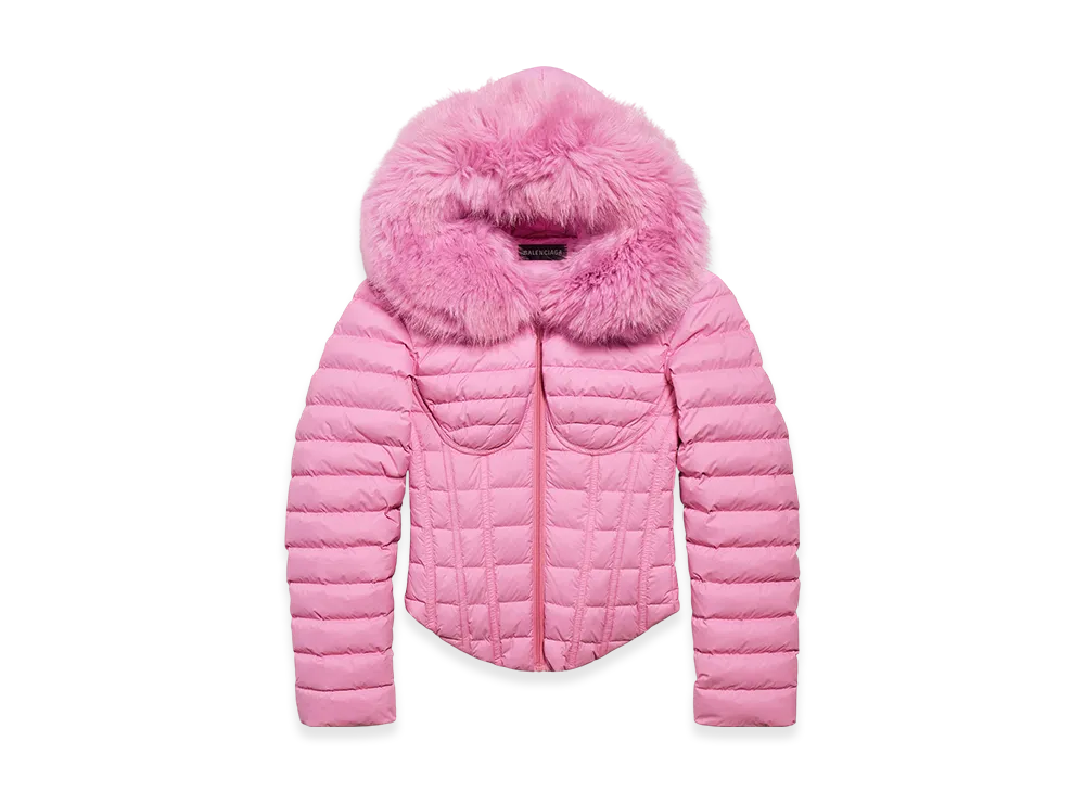 BALENCIAGA Women's Hooded Corset Puffer "Pink"