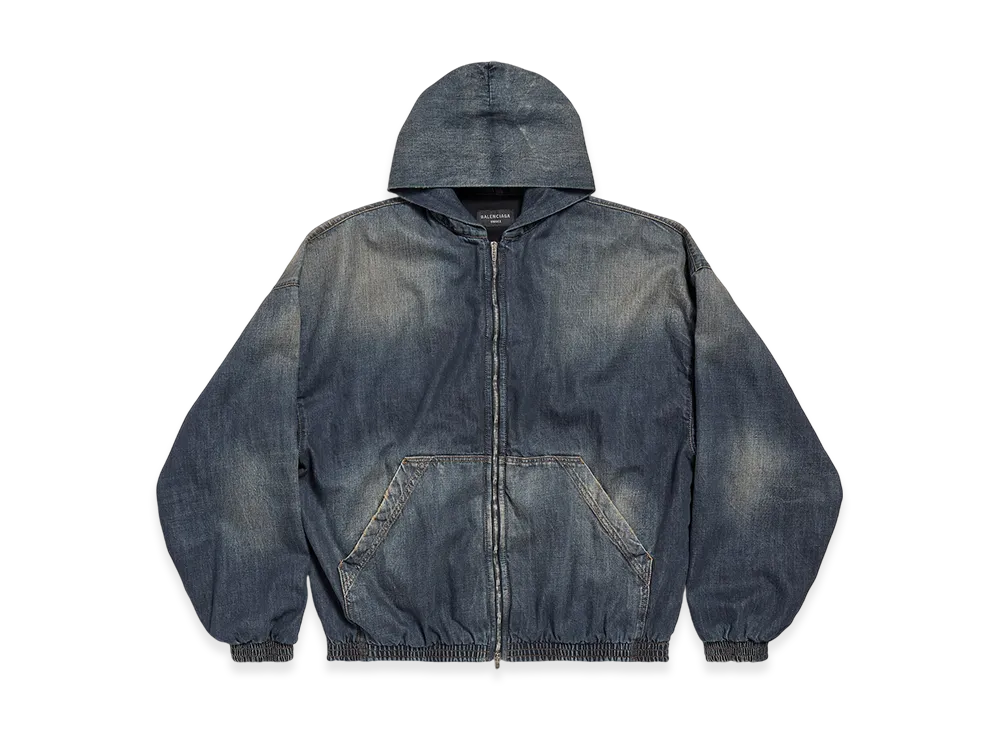 BALENCIAGA Women's Zip-up Hoodie "Dark Blue"