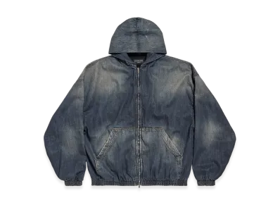 BALENCIAGA Women's Zip-up Hoodie "Dark Blue"