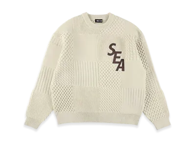 WIND AND SEA Patchwork Knit Sweater "Ivory"