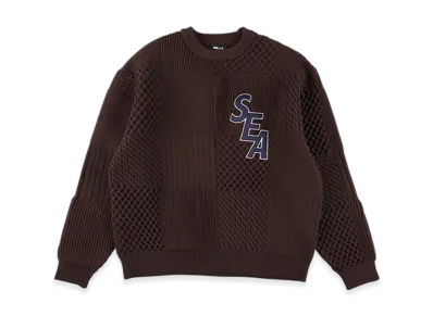 WIND AND SEA Patchwork Knit Sweater "Brown"