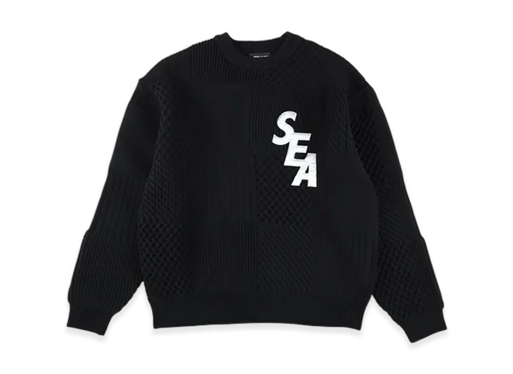 WIND AND SEA Patchwork Knit Sweater "Black"