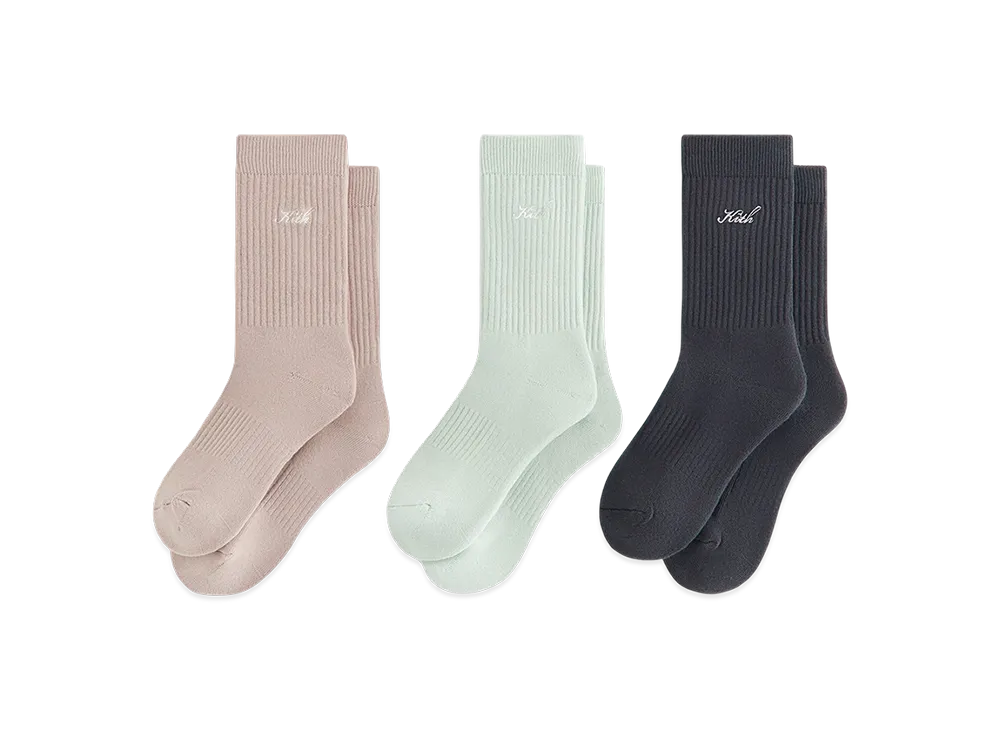 Kith Women Script Classic 3-Pack Crew Sock "Multi"