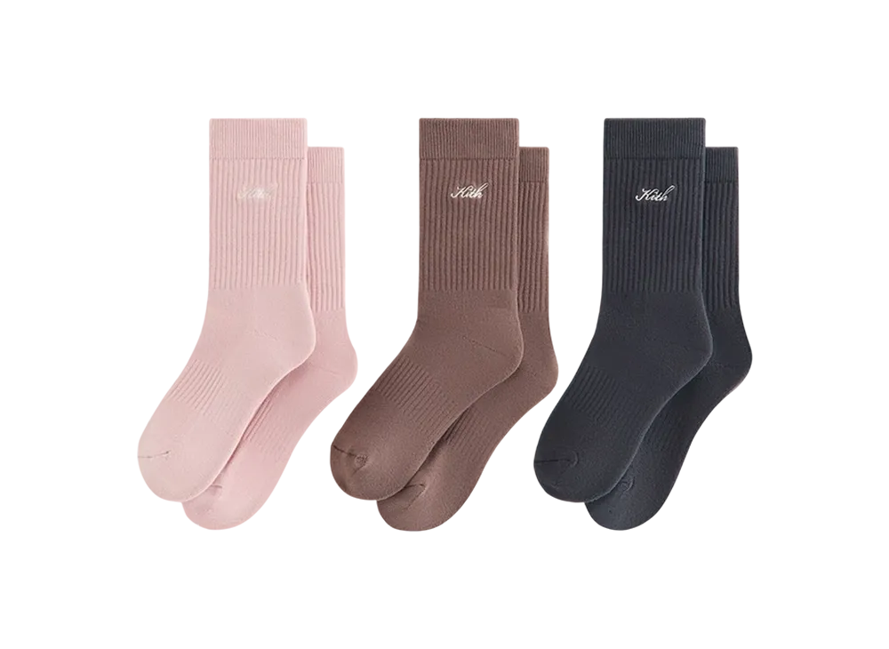 Kith Women Script Classic 3-Pack Crew Sock "Multi"