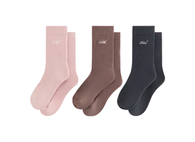 Kith Women Script Classic 3-Pack Crew Sock "Multi"