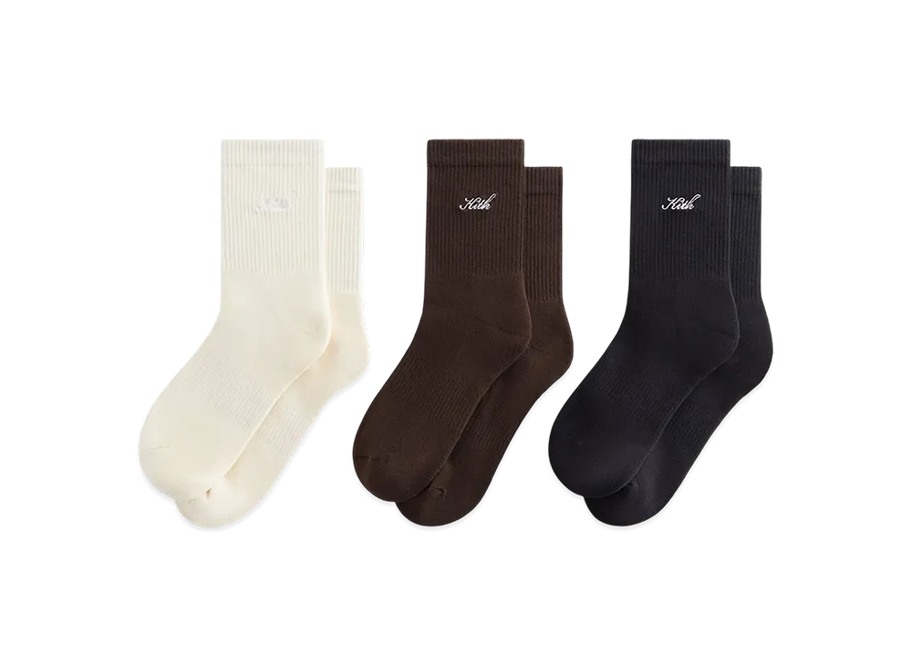 Kith Women Script Light Mid Calf 3-Pack Crew Socks "Multi"