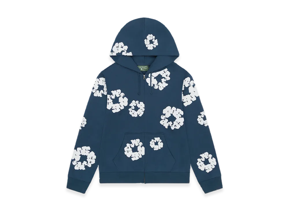 DENIM TEARS Cotton Wreath Zip Hoodie "Navy"