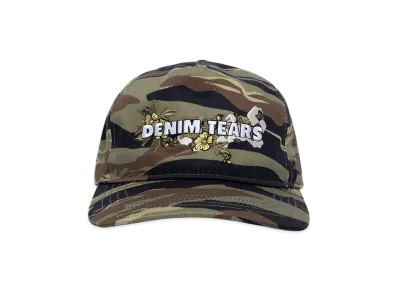 DENIM TEARS Floral Logo Trucker Hat "Camo Green"