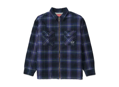 Supreme Thermal Lined Zip Up Flannel Shirt "Blue"