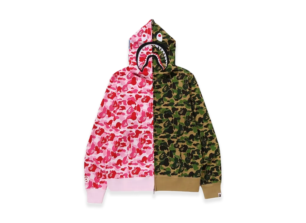A BATHING APE ABC Camo Crazy Shark Full Zip Hoodie "Pink/Green"