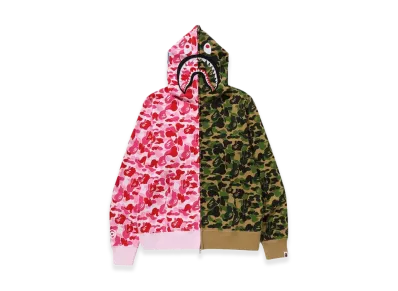A BATHING APE ABC Camo Crazy Shark Full Zip Hoodie "Pink/Green"