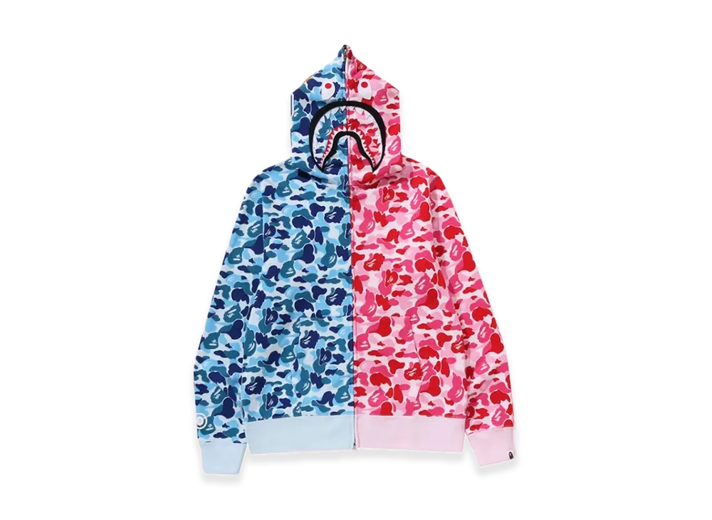 A BATHING APE ABC Camo Crazy Shark Full Zip Hoodie "Blue/Pink"