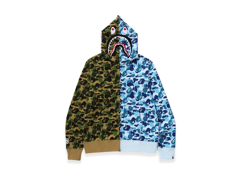 A BATHING APE ABC Camo Crazy Shark Full Zip Hoodie "Green/Blue"
