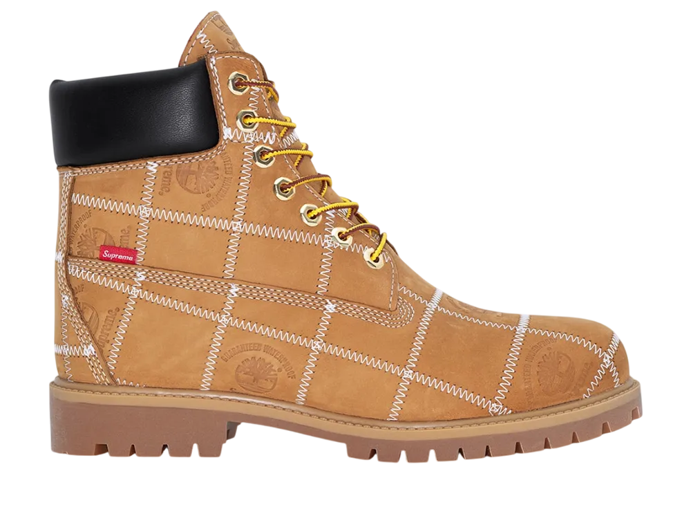 シュプリーム × ティンバーランド パッチワーク 6インチ プレミアムブーツ "ウィート"