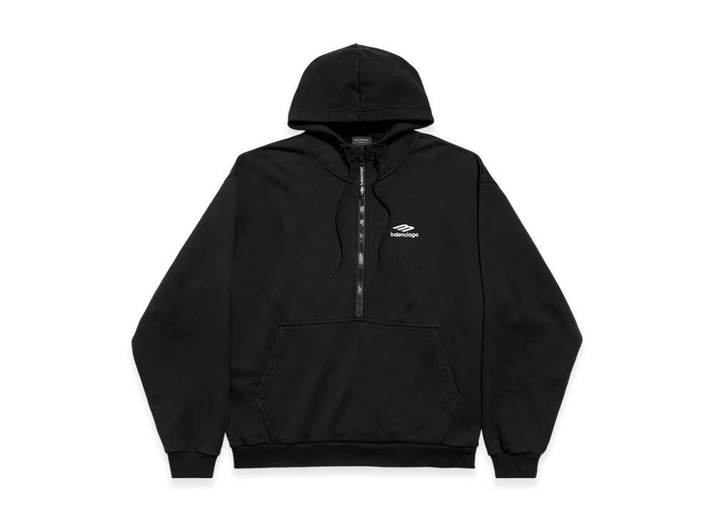 BALENCIAGA 3B Sports Icon Half-zip Hoodie "Black"