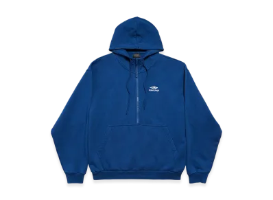 BALENCIAGA 3B Sports Icon Half-zip Hoodie "Marine Blue"