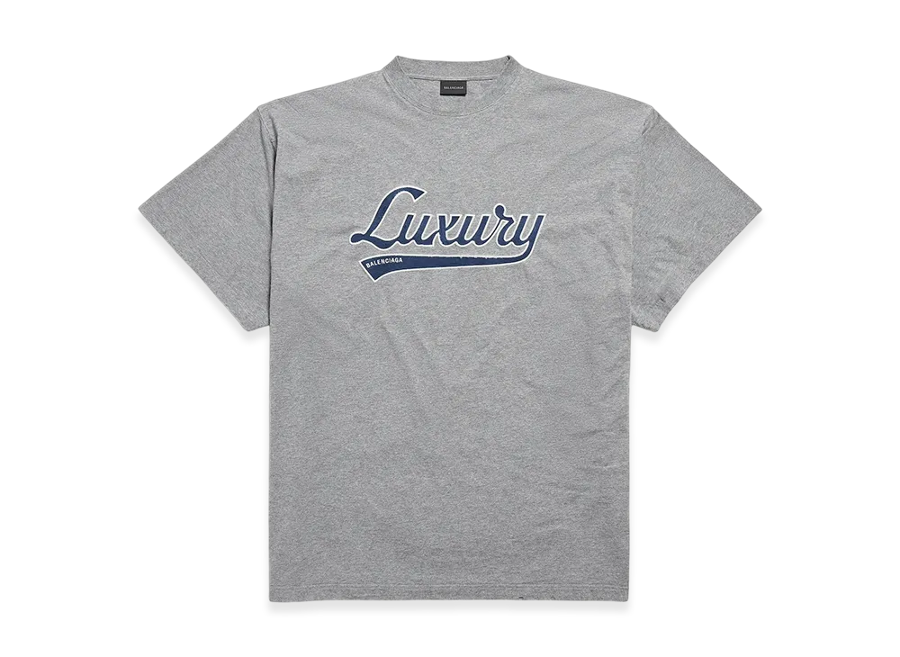 BALENCIAGA Luxury Script Oversize T-shirt "Dark Heather Grey/Blue"