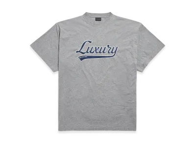 BALENCIAGA Luxury Script Oversize T-shirt "Dark Heather Grey/Blue"
