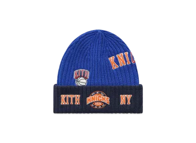 Kith x New Era for the New York Knicks All Over Patches Knit Beanie "Royal"