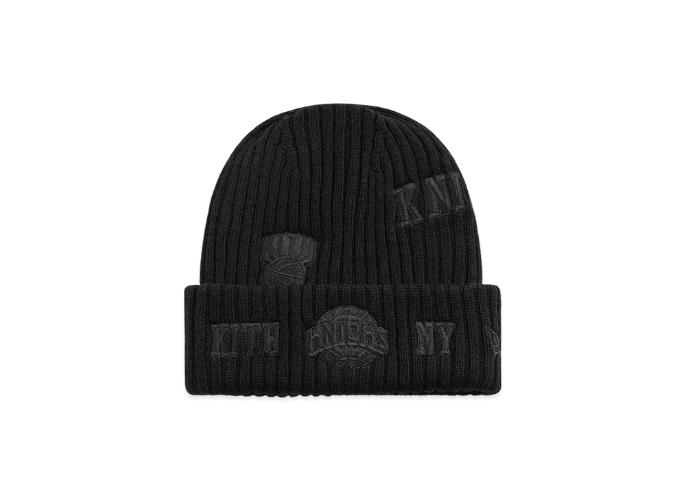 Kith x New Era for the New York Knicks All Over Patches Knit Beanie "Black"