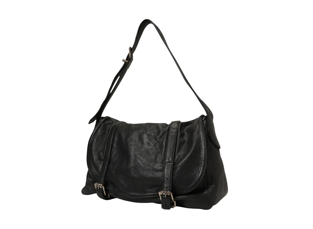 Chrome Hearts G BENSIMONE Medium Roller Buckle Flap Dagger Zip Leather Shoulder Bag "Black"