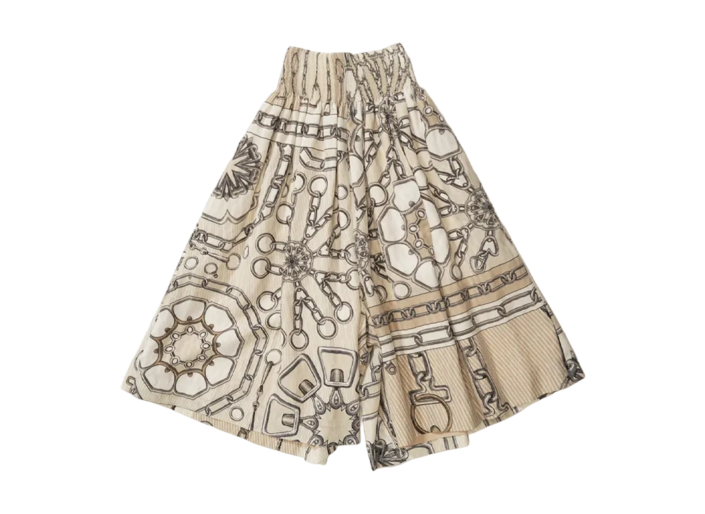 Hermes Shorts with Smocking Detail "Kaleidoscope Effect" "BEIGE"