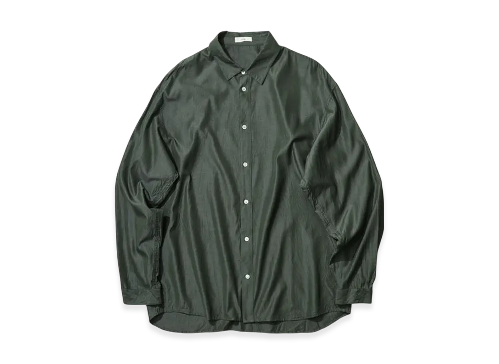 ATON Short Fiber Silk Washed Shirt "Green"