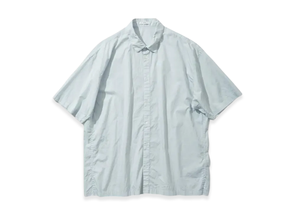 ATON Cotton Lawn Oversized Short Sleeve Shirt "Ice Blue"