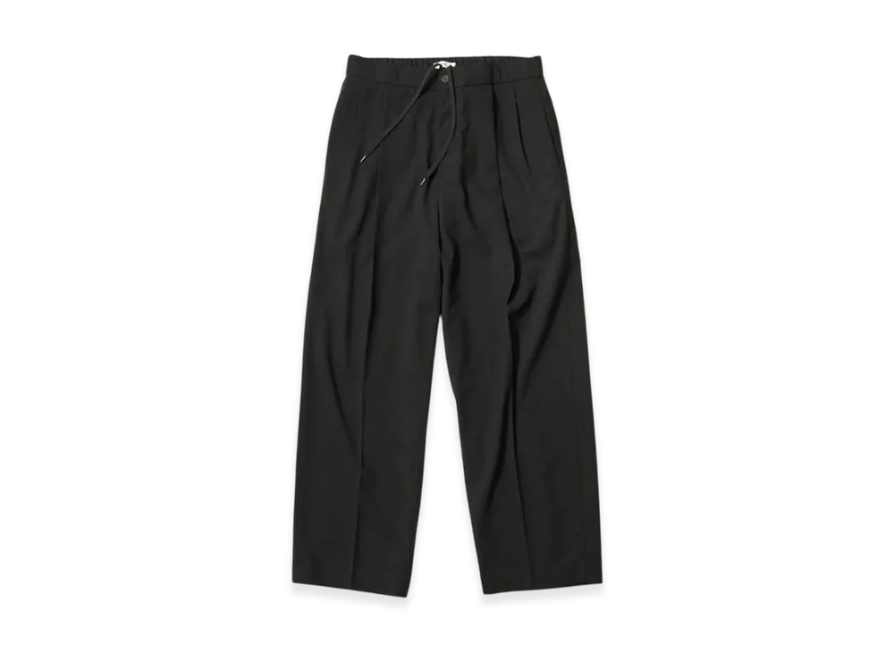 ATON Twist Wool Tropical Two Tucked Easy Pants "Black"