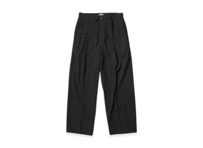 ATON Twist Wool Tropical Two Tucked Easy Pants "Black"