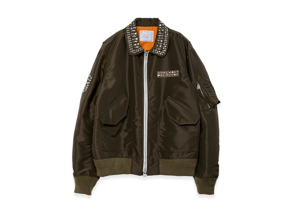 sacai Studded Nylon Twill Blouson "Dark Khaki"