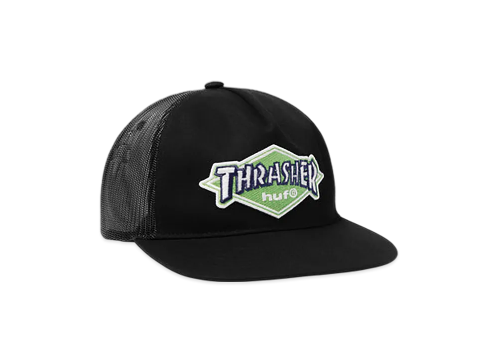 HUF x THRASHER Logo Twill Trucker "Black"