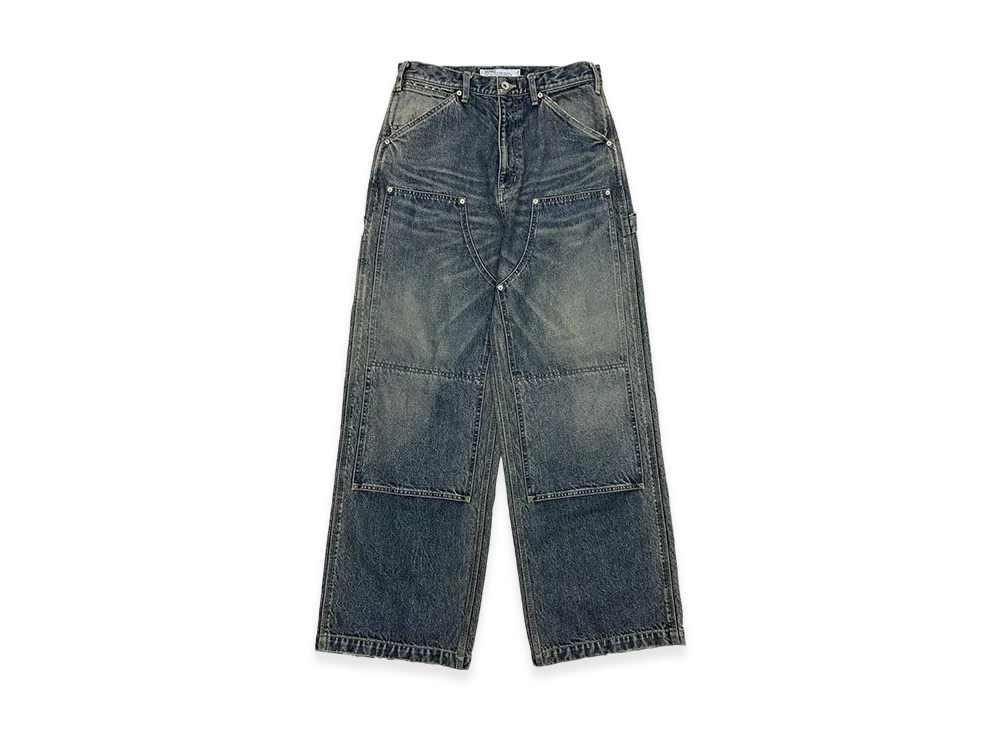DAIRIKU Vintage Washed Painter Denim Wide Pants "Indigo"