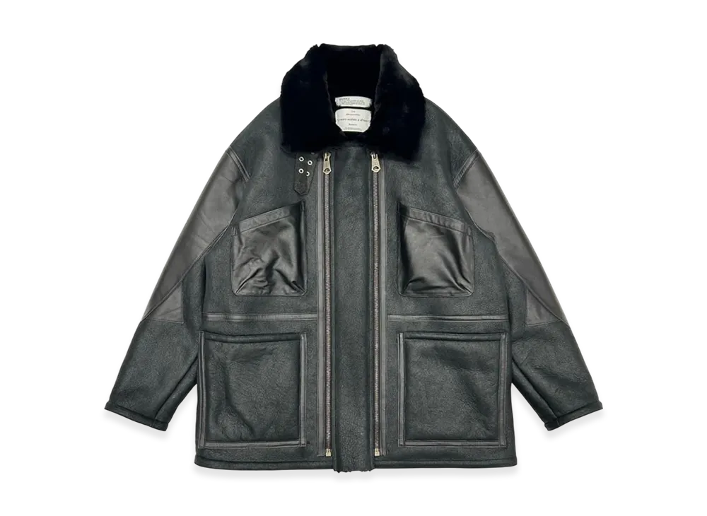 DAIRIKU W-Zip Mouton Flight Jacket "Black"