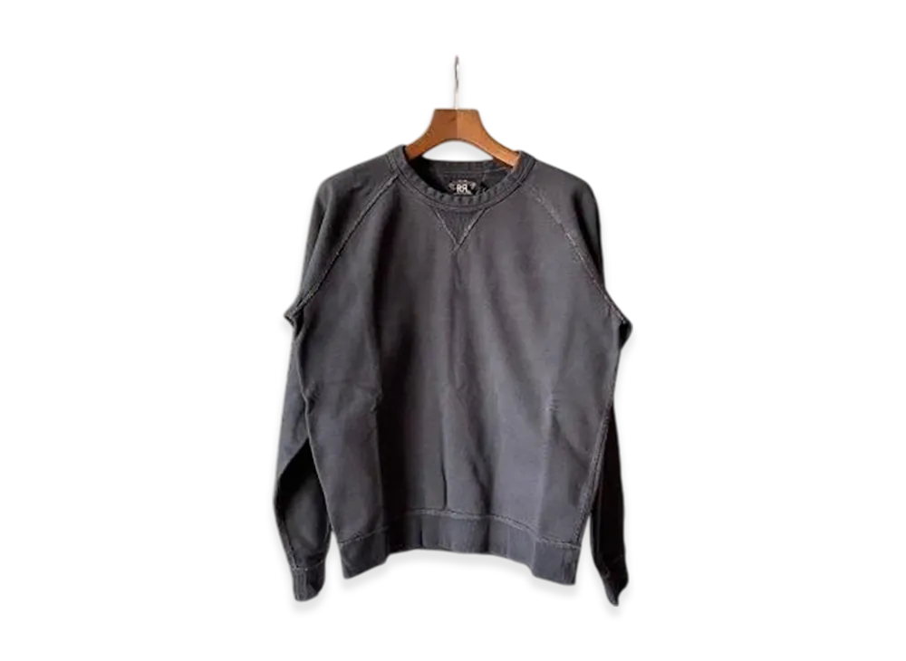 RRL Raglan Crew Long Sleeve Pullover Cotton French Terry "Black"