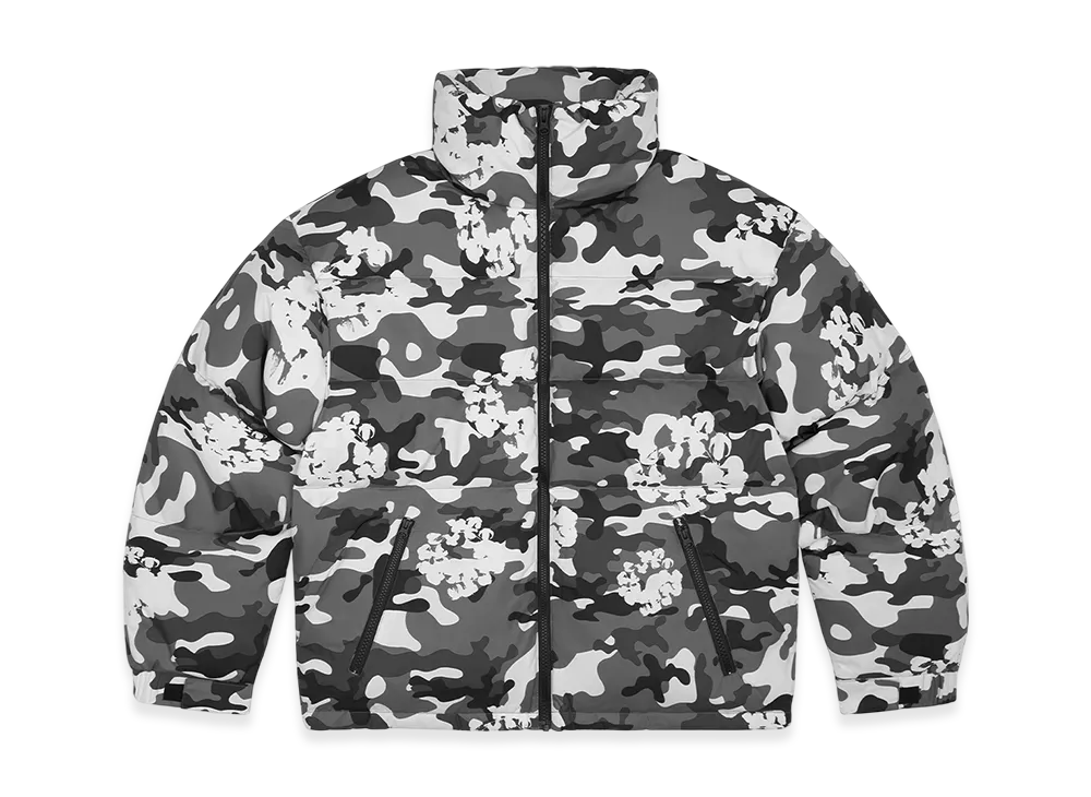 DENIM TEARS Cotton Wreath Puffer Jacket "White Camo"
