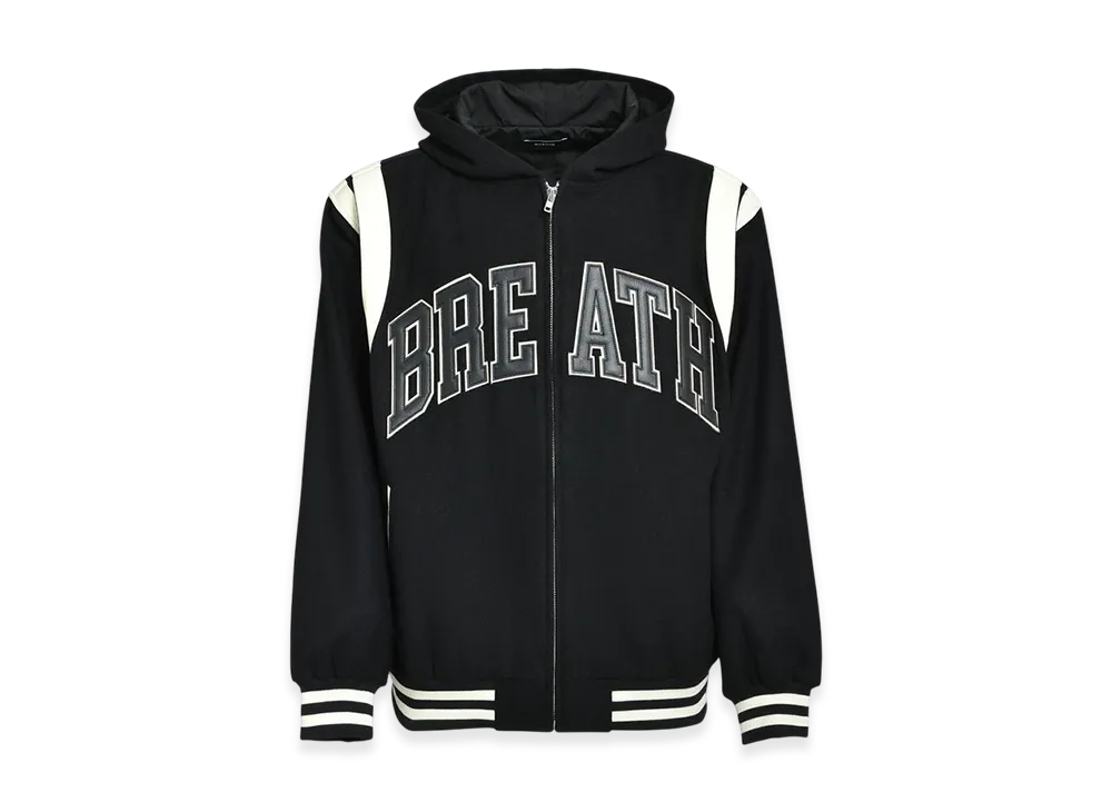 BREATH Arch Logo Hooded Varsity Jacket 