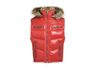 BREATH Fur Shiny Down Vest "Red"