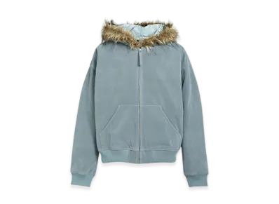 BREATH Faux Leather Fur Hooded Jacket "Ice"