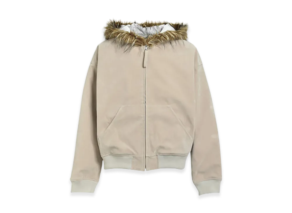 BREATH Faux Leather Fur Hooded Jacket "Beige"