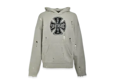 BREATH Southside Cross Damage Mohair Hoodie "Dust"