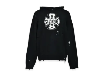 BREATH Southside Cross Damage Mohair Hoodie "Black"