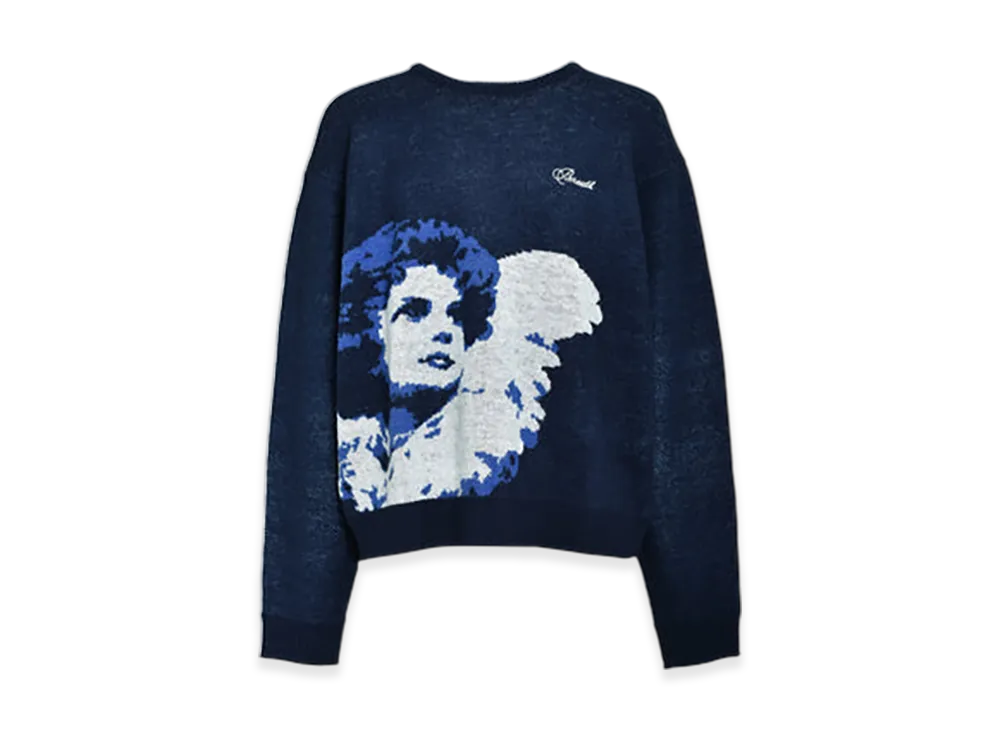 BREATH Angel Script Logo Mohair Knit "Navy"