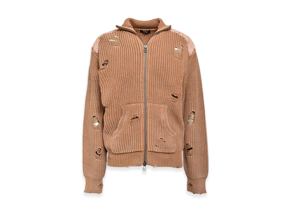 BREATH Overdie Damage Zip Knit "Brown"