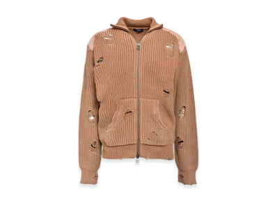 BREATH Overdie Damage Zip Knit "Brown"