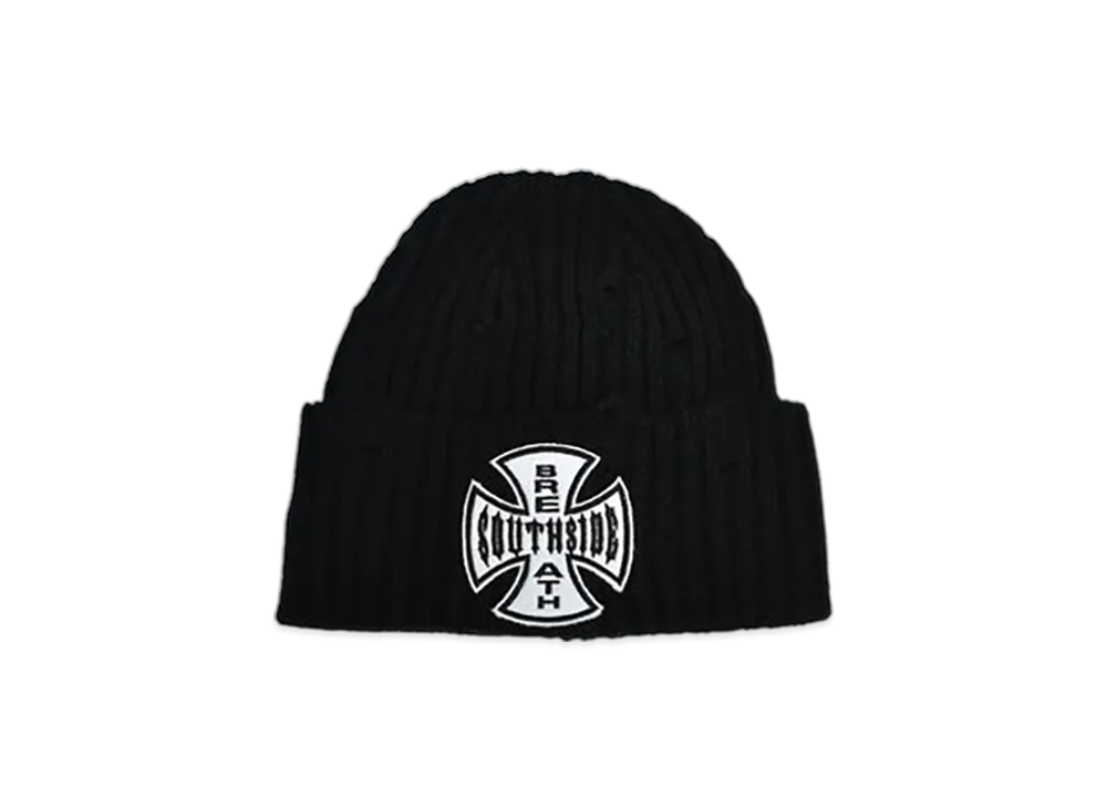 BREATH Southside Cross Damage Rib Beanie "Black"