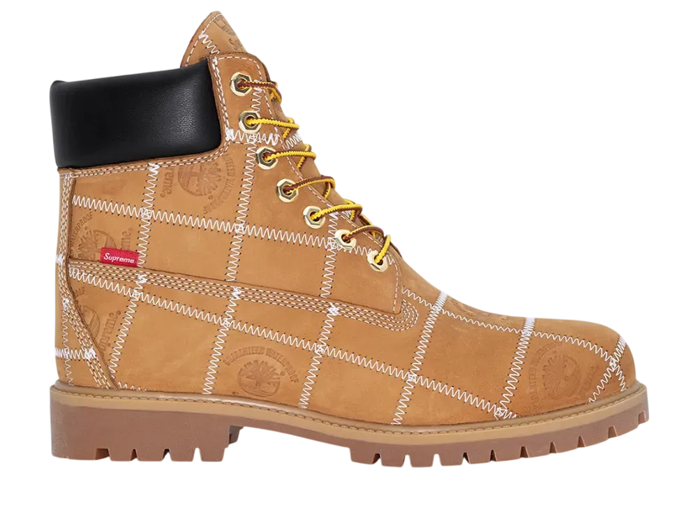 シュプリーム × ティンバーランド パッチワーク 6インチ プレミアムブーツ "ウィート"