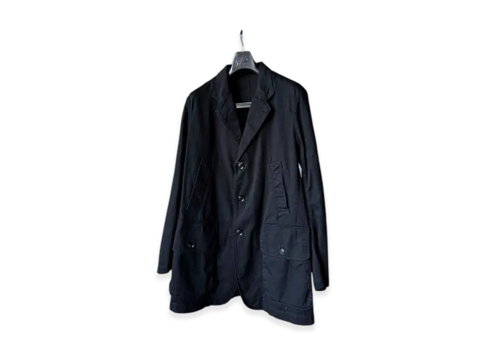 Yohji Yamamoto POUR HOMME Cotton Drill Single Breasted Jacket With Box Pockets "Black"